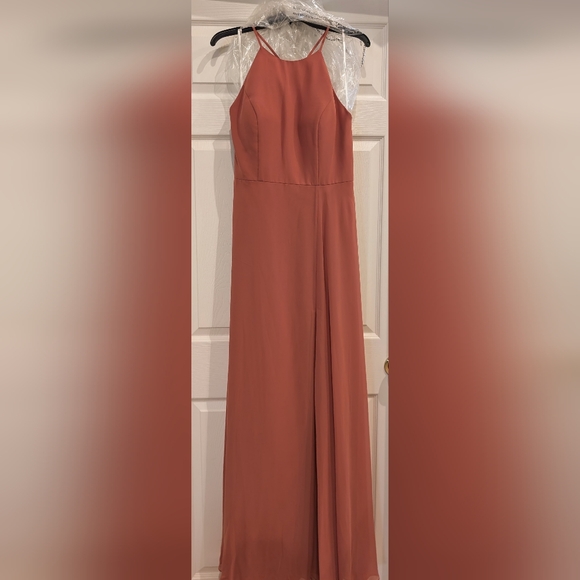NWT Jenny Yoo Size 10, Kayla Long Floor Length Dress in Dusty Rose Luxe Chiffon - Picture 3 of 8